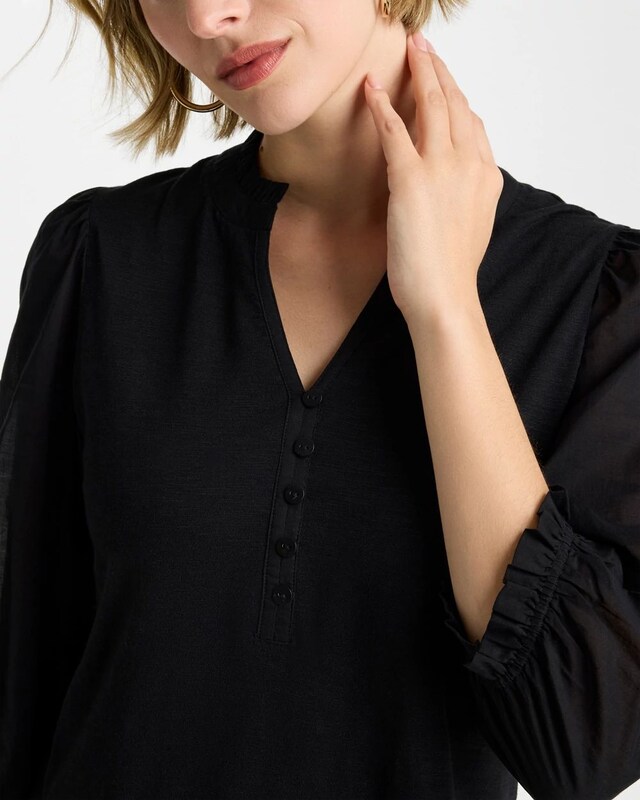 Ruffled V-Neck 3/4 Sleeve Top - image 4